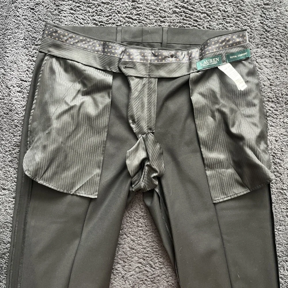 lauren ralph lauren trousers men's 34X30 black total comfort poly blend business